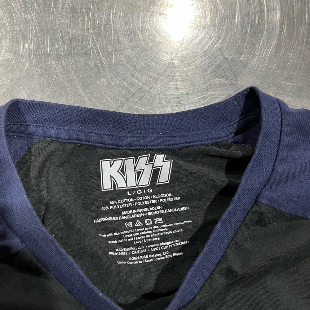 Kiss Black and Navy Long Sleeve Shirt Size L - Picture 3 of 4